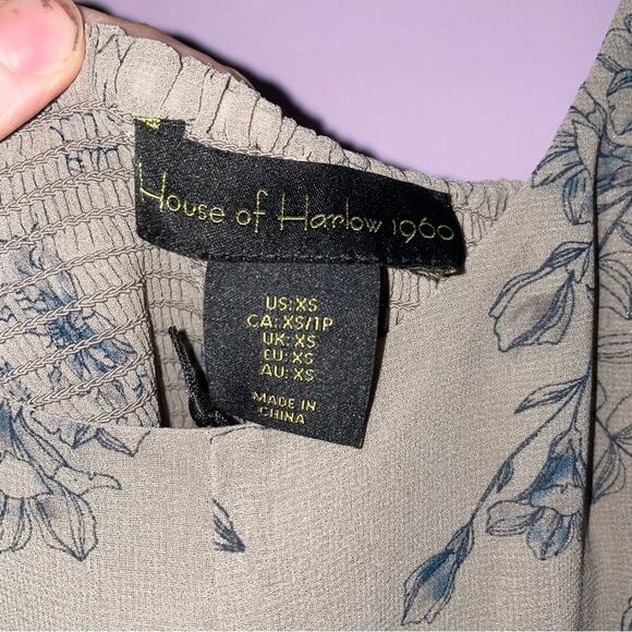 NEW House of Harlow XS Cropped Blouse Chiffon Floral Top - Picture 4 of 8